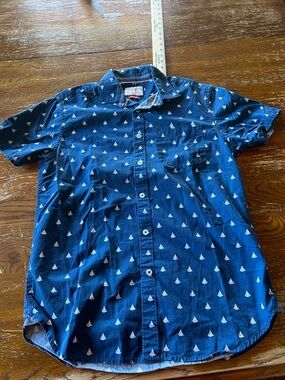 Denim & Flower Sailboat Print Button-Up Shirt